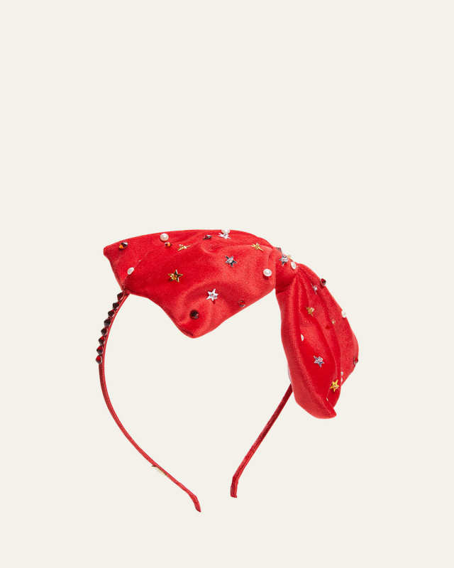 Kid's Star Crystal Embellished Velvet Headband